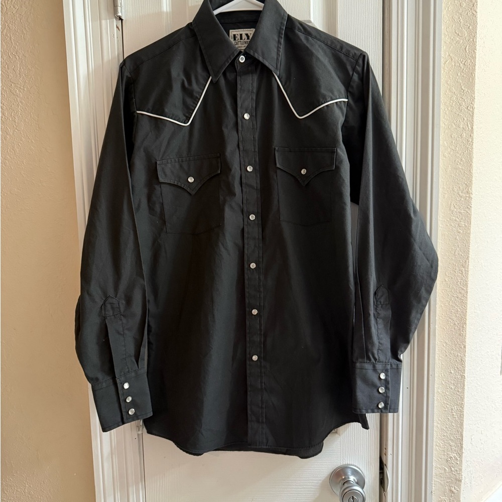 Vintage Ely Cattleman Size Small Western Shirt with White Piping